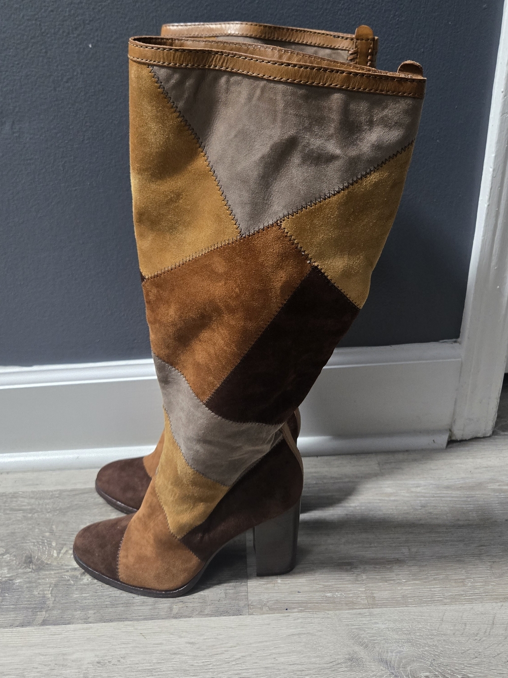 Frye Claude Patchwork Suede Knee High Boots 8.5 - Picture 8 of 11
